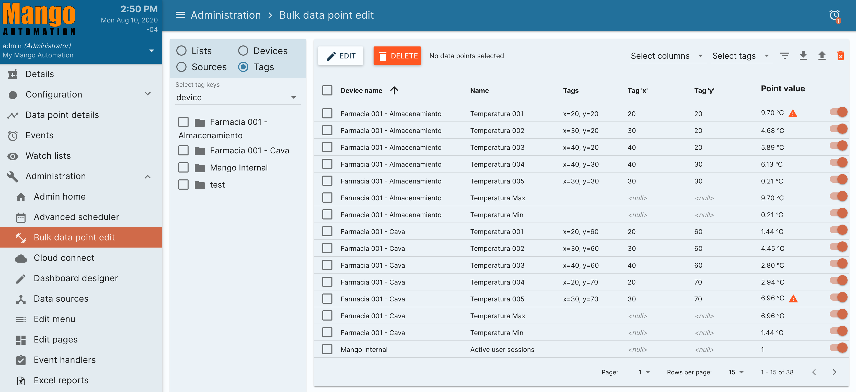Bulk Importing Data Points